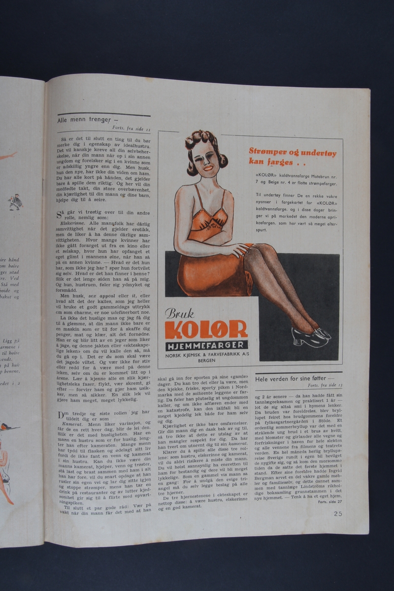 Magasin med rektangulær form som inneholder diverse artikler, tegneserier og reklame.