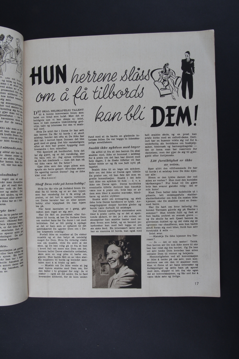 Magasin med rektangulær form som inneholder diverse artikler, tegneserier og reklame.