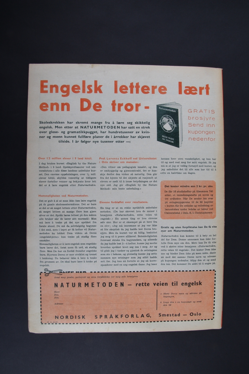 Magasin med rektangulær form som inneholder diverse artikler, oppskrifter og reklame.