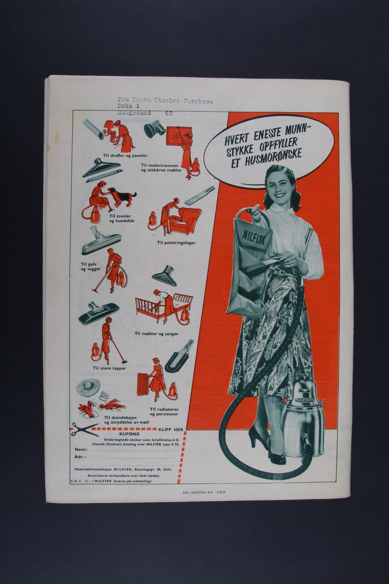 Magasin med rektangulær form som inneholder diverse artikler, tegneserier og reklame.