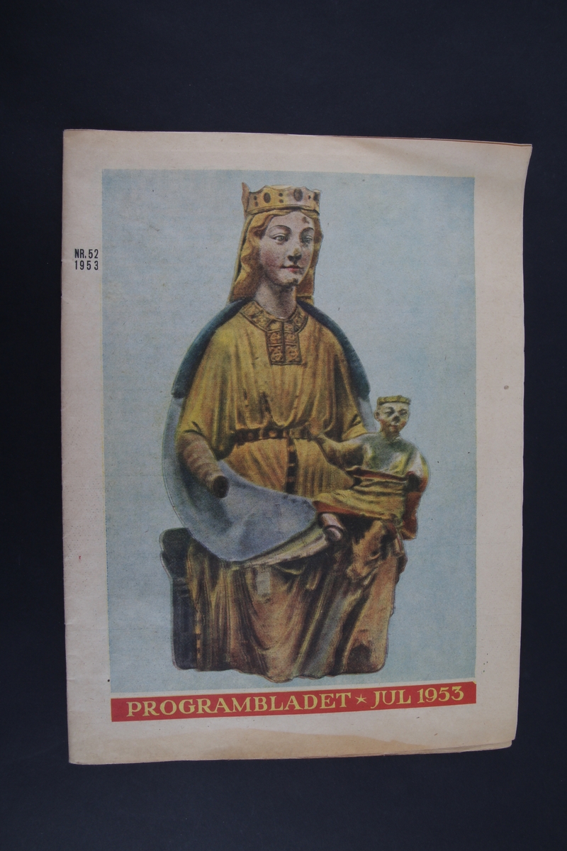 Magasin med rektangulær form som inneholder programoversikt for radiosendingene julen 1953