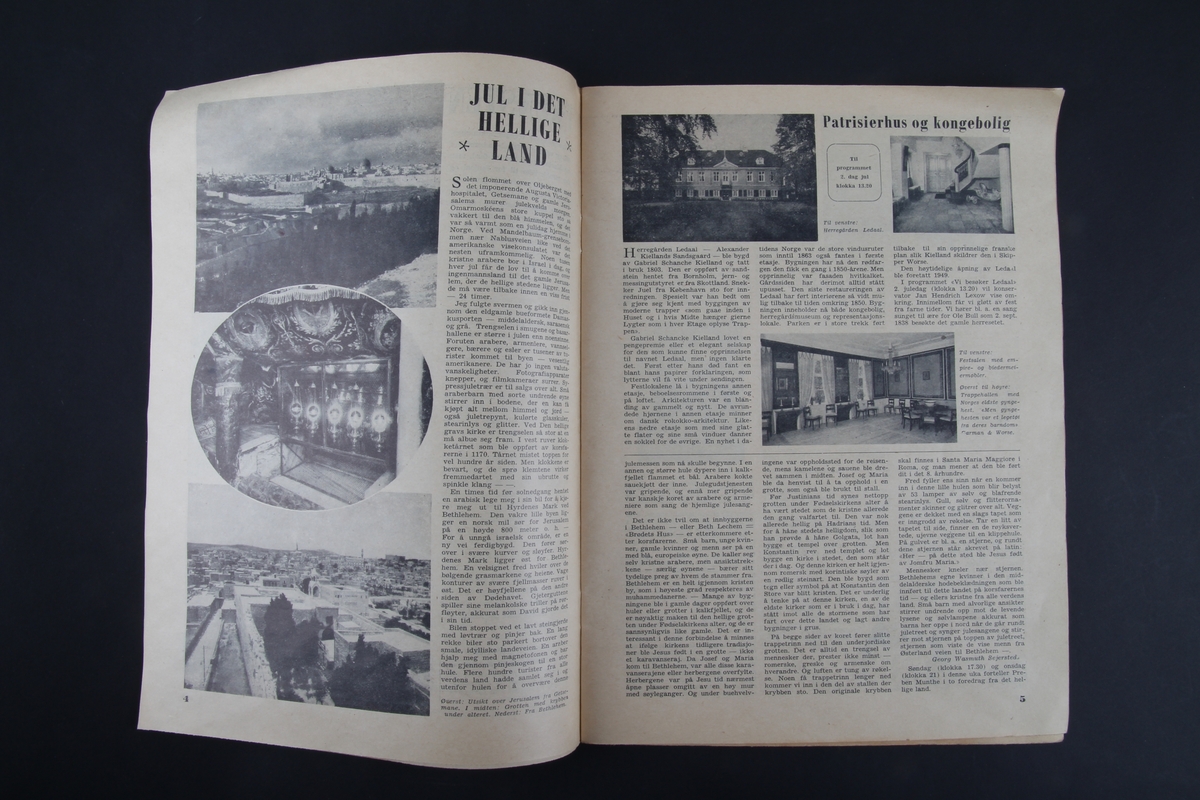 Magasin med rektangulær form som inneholder programoversikt for radiosendingene julen 1953