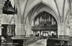 Växjö domkyrka, interiör, ca 1935. Vy mot orgelläktaren.