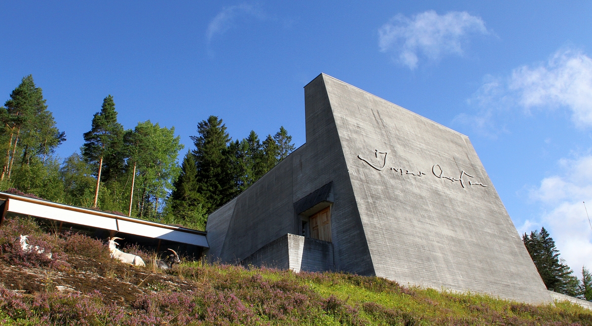 Hovudbygningen i Aasentunet er den største av bygningane på tunet og har eit bruttoareal på 1690 km², i alt 36 rom, med mellom anna kafé, utstillingsareal, arkiv, bibliotek og administrasjons- og kontorlokale. Bygningen si utvendige overflate består av rette linjer i bordforskala lys betong. Bygningstrukturen skapar assosiasjonar til sidene i ei bok. Dører, vindauge, golv og panelte vegger er dominert av treverk, furu og eik.