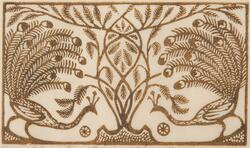 Vignelt med påfågel [Träsnitt]