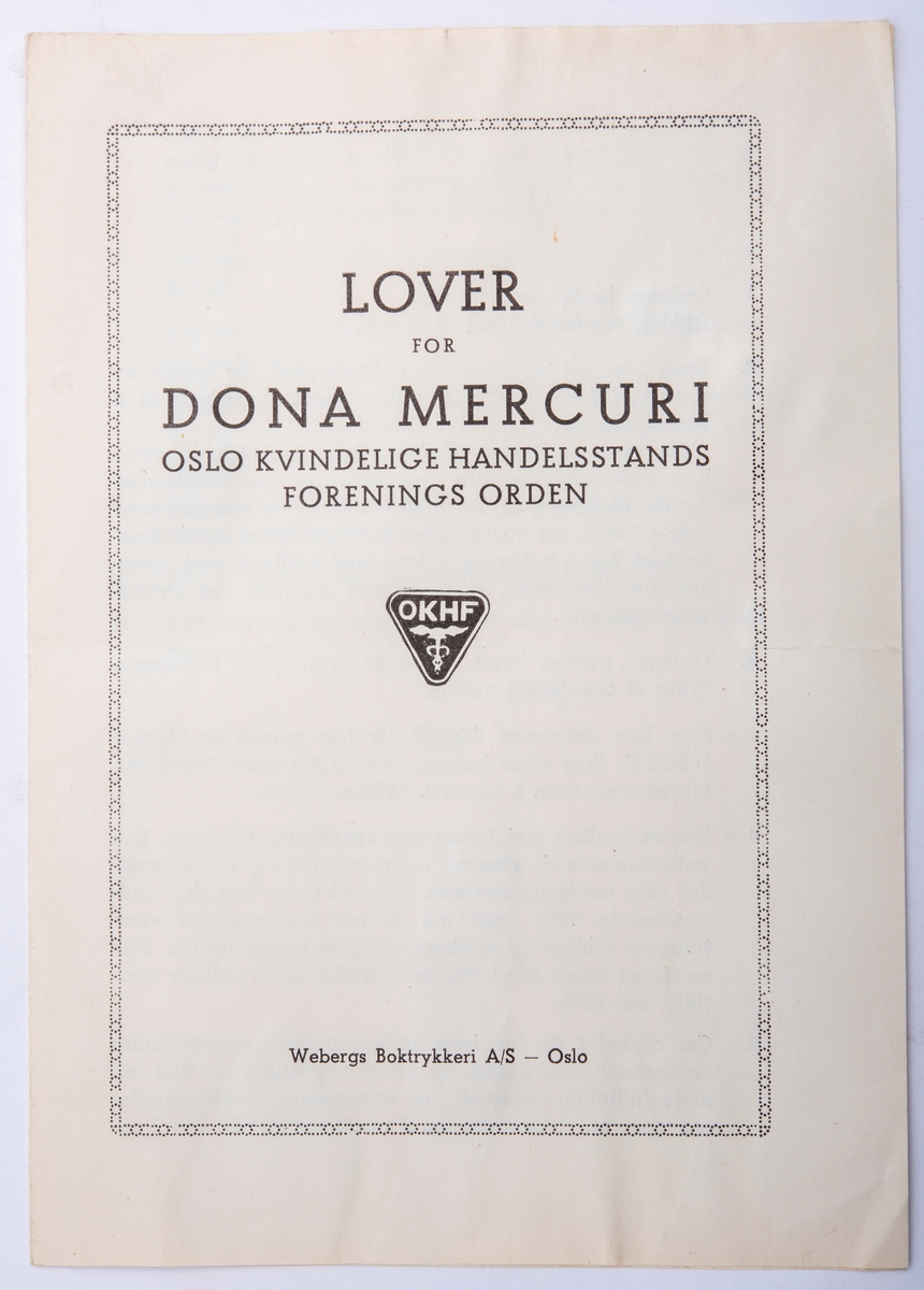 Tre trykte hefter med Dona Mercuris lover. To ulike utgaver.