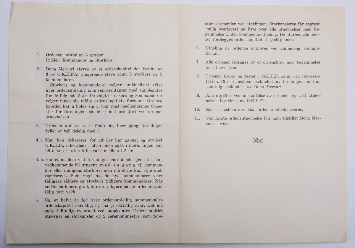 Tre trykte hefter med Dona Mercuris lover. To ulike utgaver.