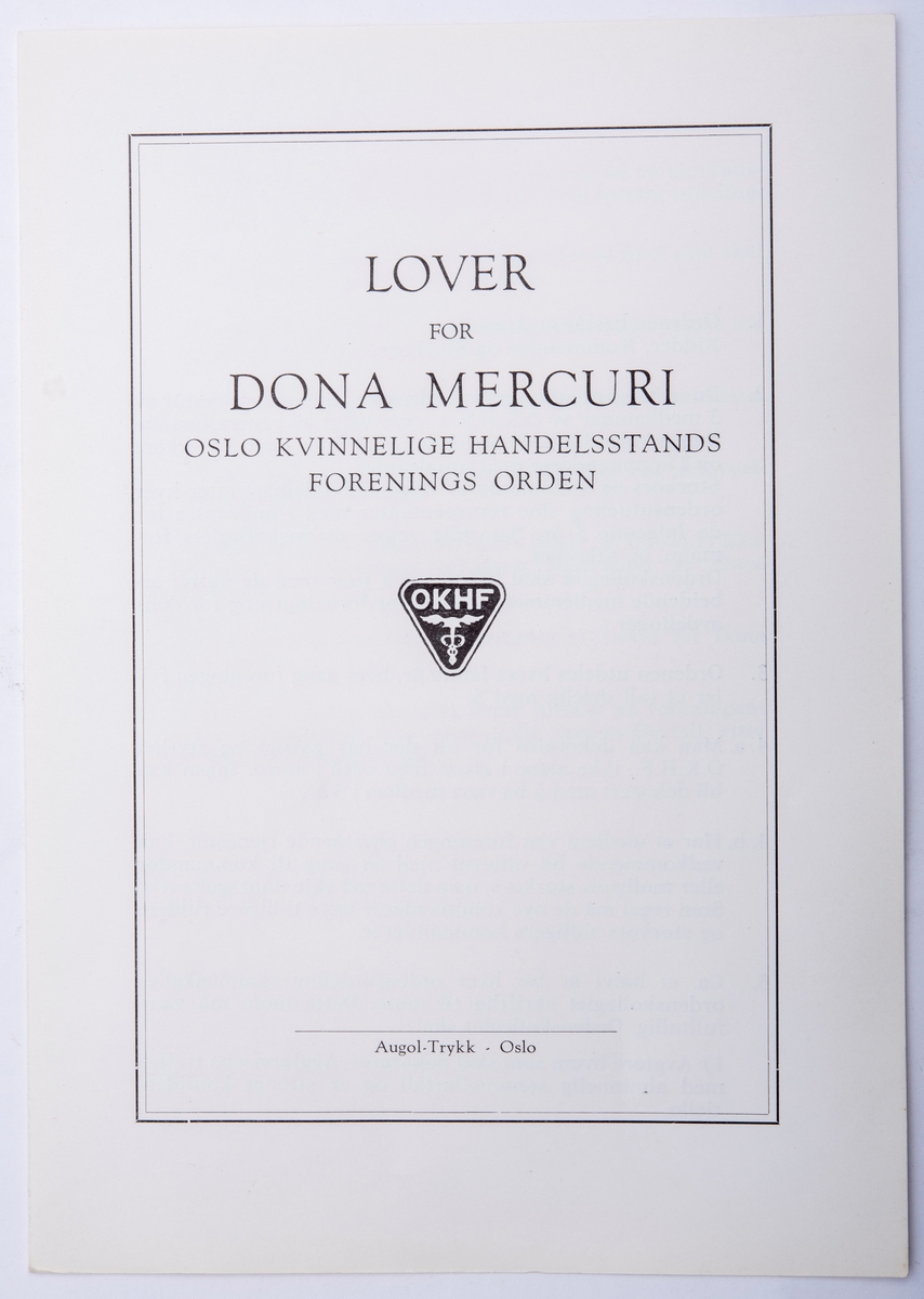 Tre trykte hefter med Dona Mercuris lover. To ulike utgaver.