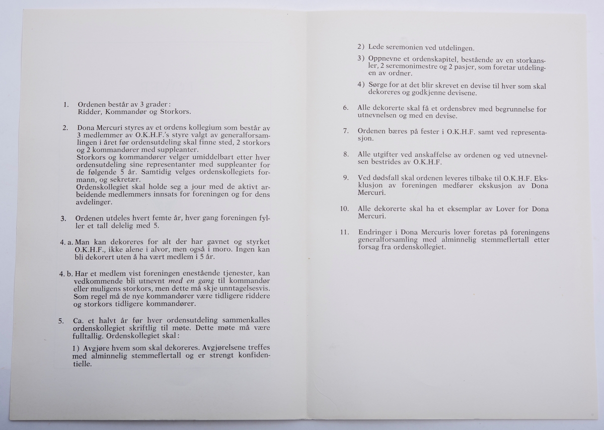 Tre trykte hefter med Dona Mercuris lover. To ulike utgaver.