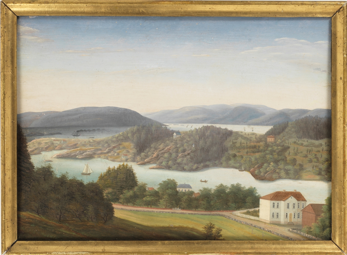 Bylandskap. Utsikt mot Schafteløkken, Frognerkilen og Bygdøy i Oslo.