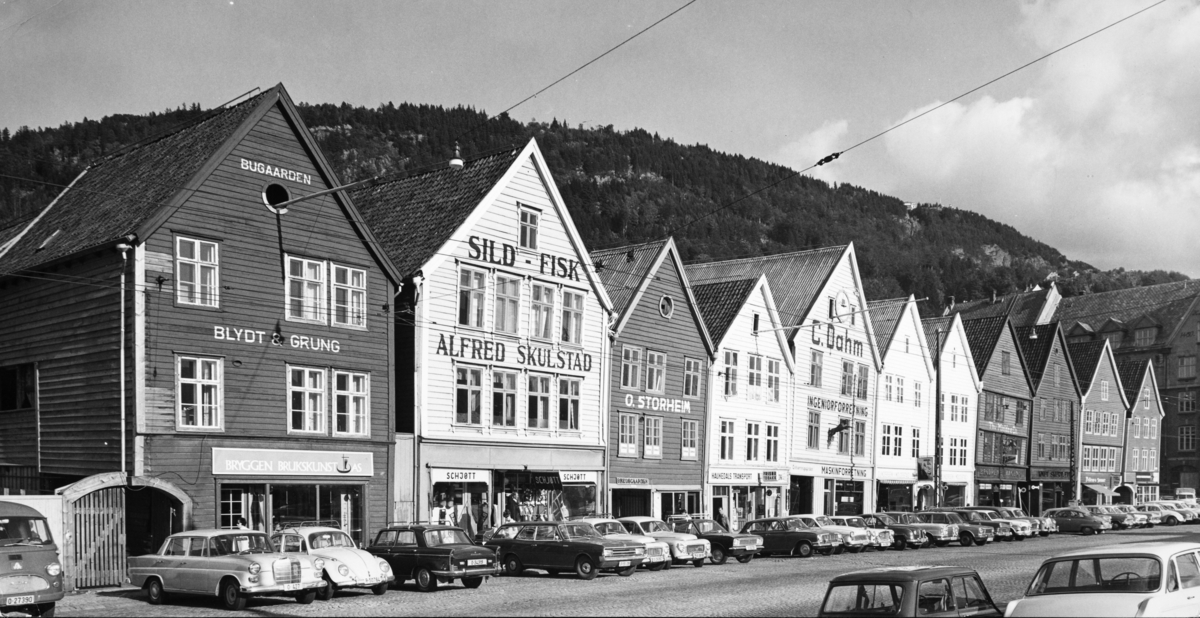 Trebygningene på Bryggen i Bergen.