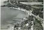 Flygfoto över Sandabadet, Kvicksund, Västerås