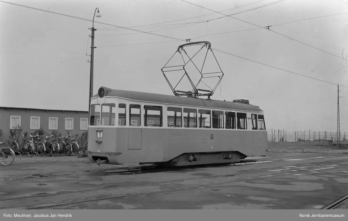 Hälsingborg spårvägar sporvogn nr. 46 i rute 1 på endestasjonen ved Senderöd