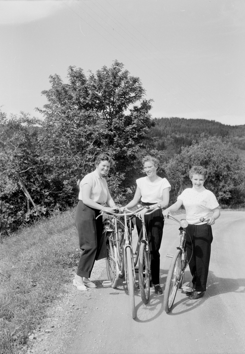 Tre kvinner på sykkeltur
