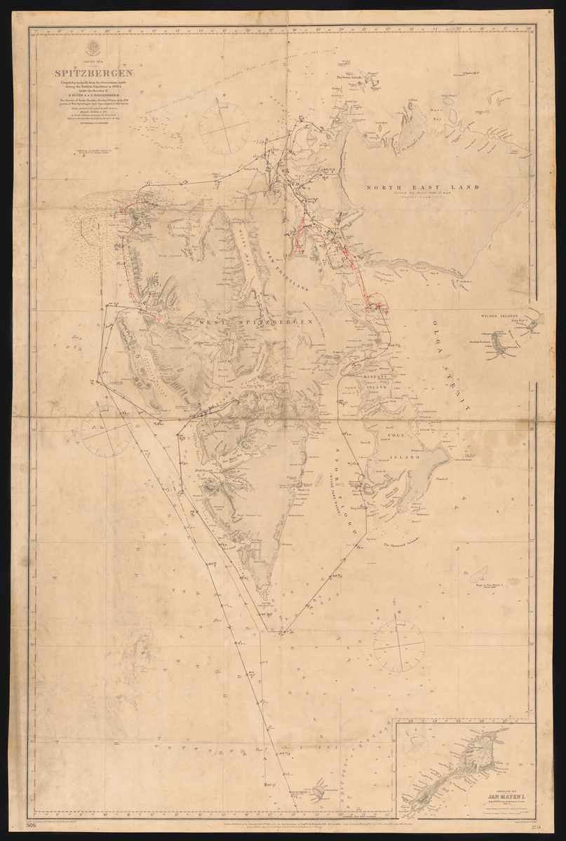 Ishavet, Spetsbergen, observationer från den svenska expeditionen 1861-1864, N. Dunér & A.E. Nordenskiöld 1865.