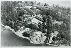 Västerås, Elba.
Flygfoto över Elba med restaurangen, efter 1919.