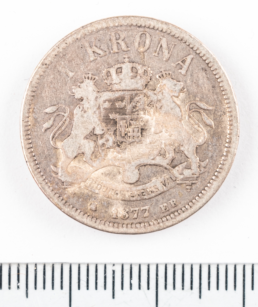 Mynt, Sverige, 1 krona, 1877.