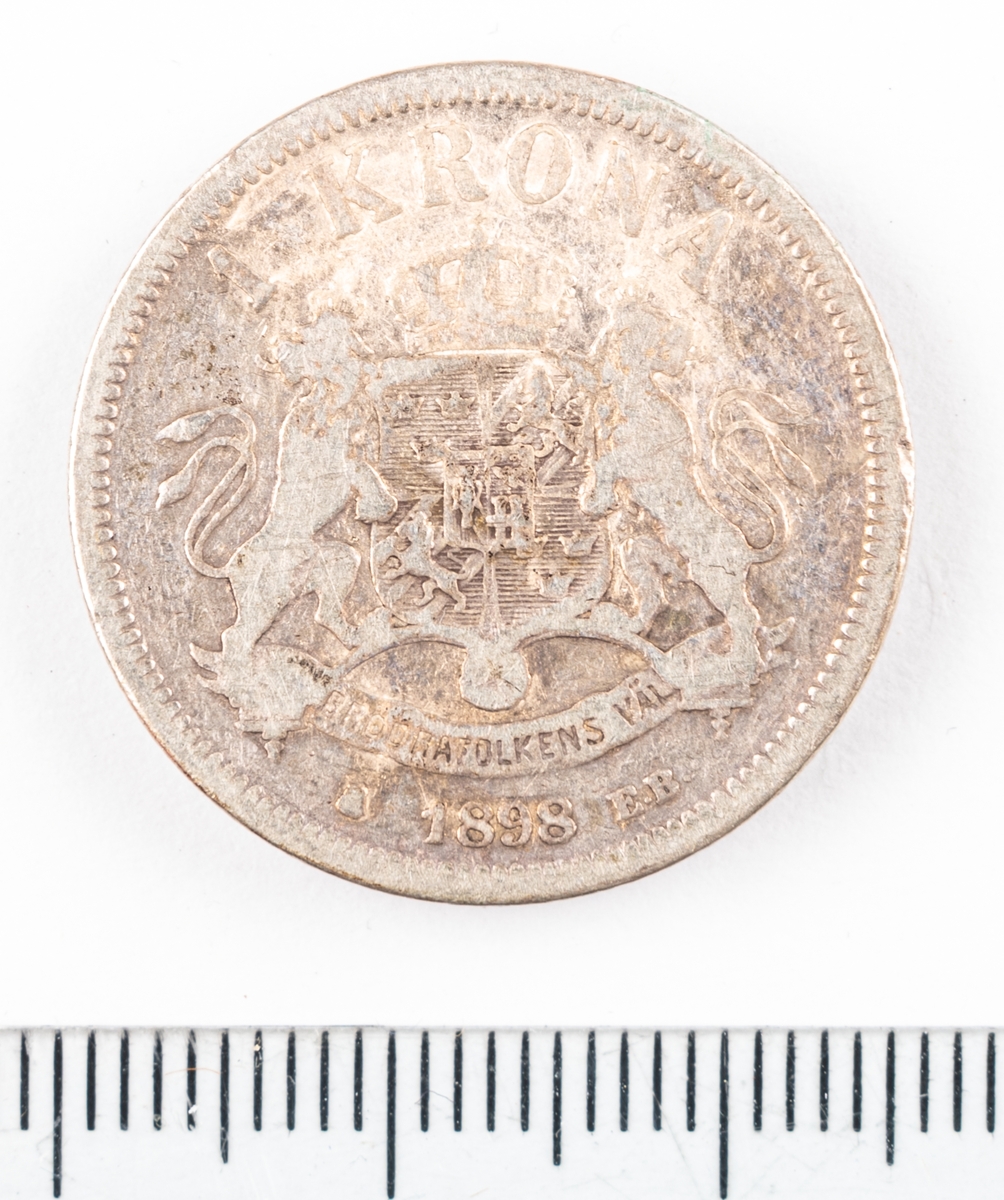 Mynt, Sverige, 1 krona, 1898.