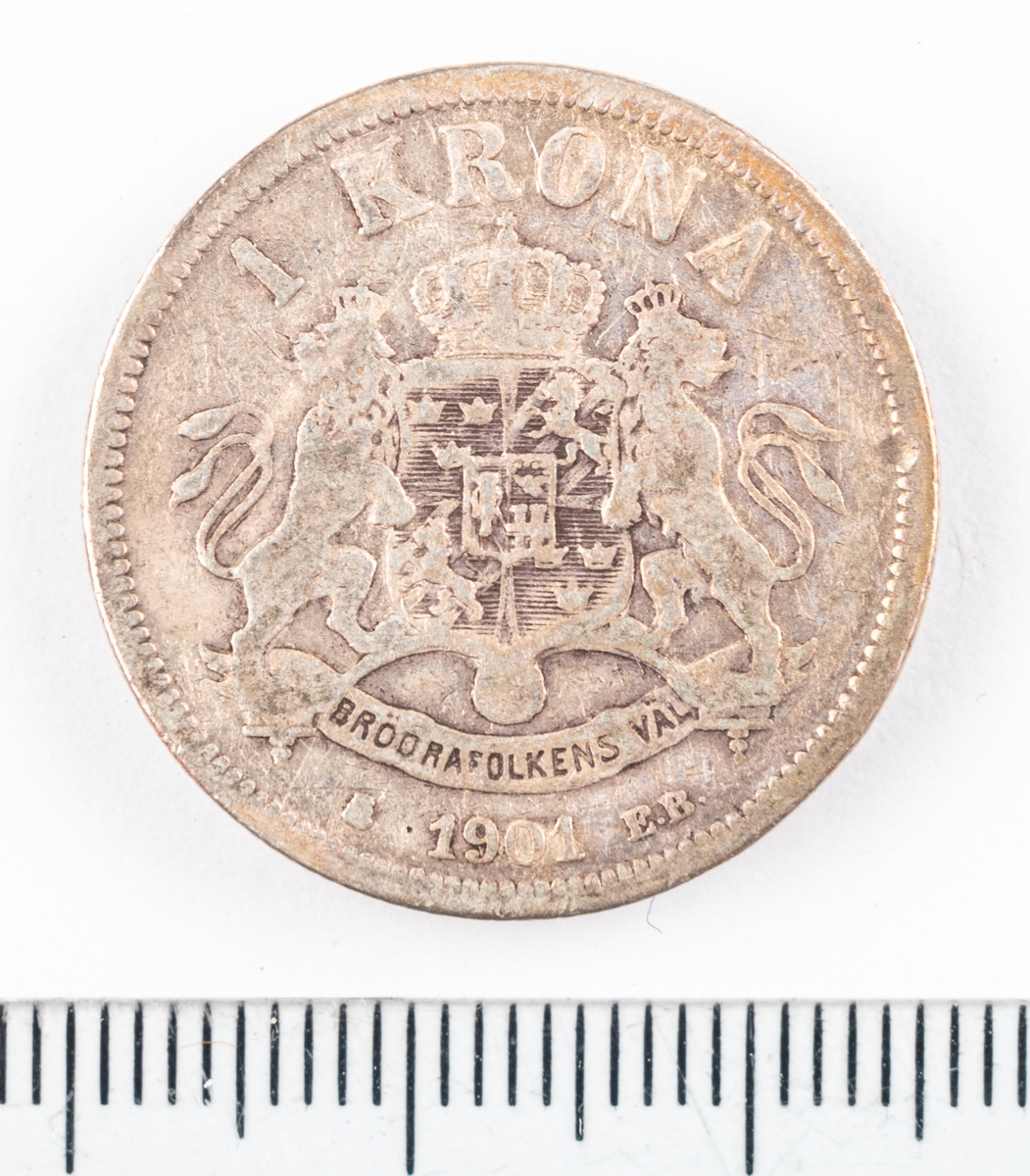 Mynt, Sverige, 1 krona, 1901.