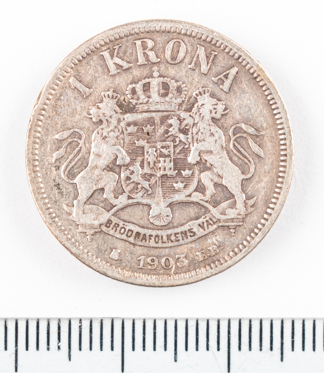 Mynt, Sverige,1 krona, 1903.
