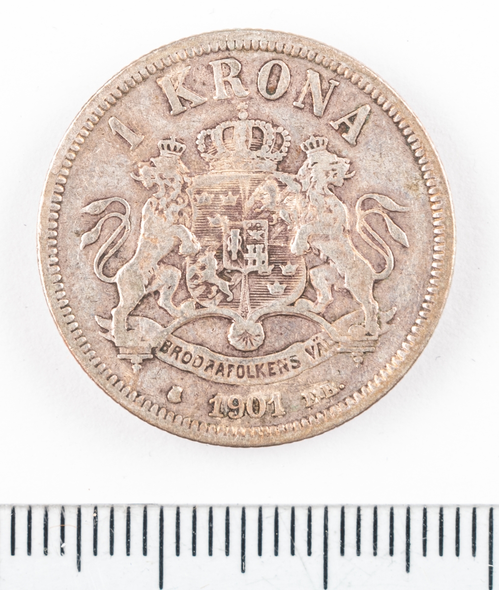 Mynt, Sverige, 1 krona, 1901.