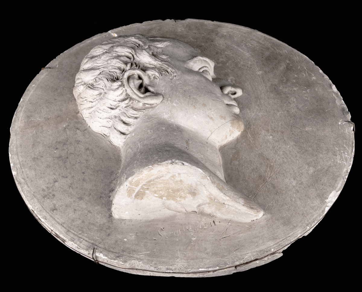 Porträttrelief av okänd man, av Johan Tobias Sergel, 1811.
Originalgips.