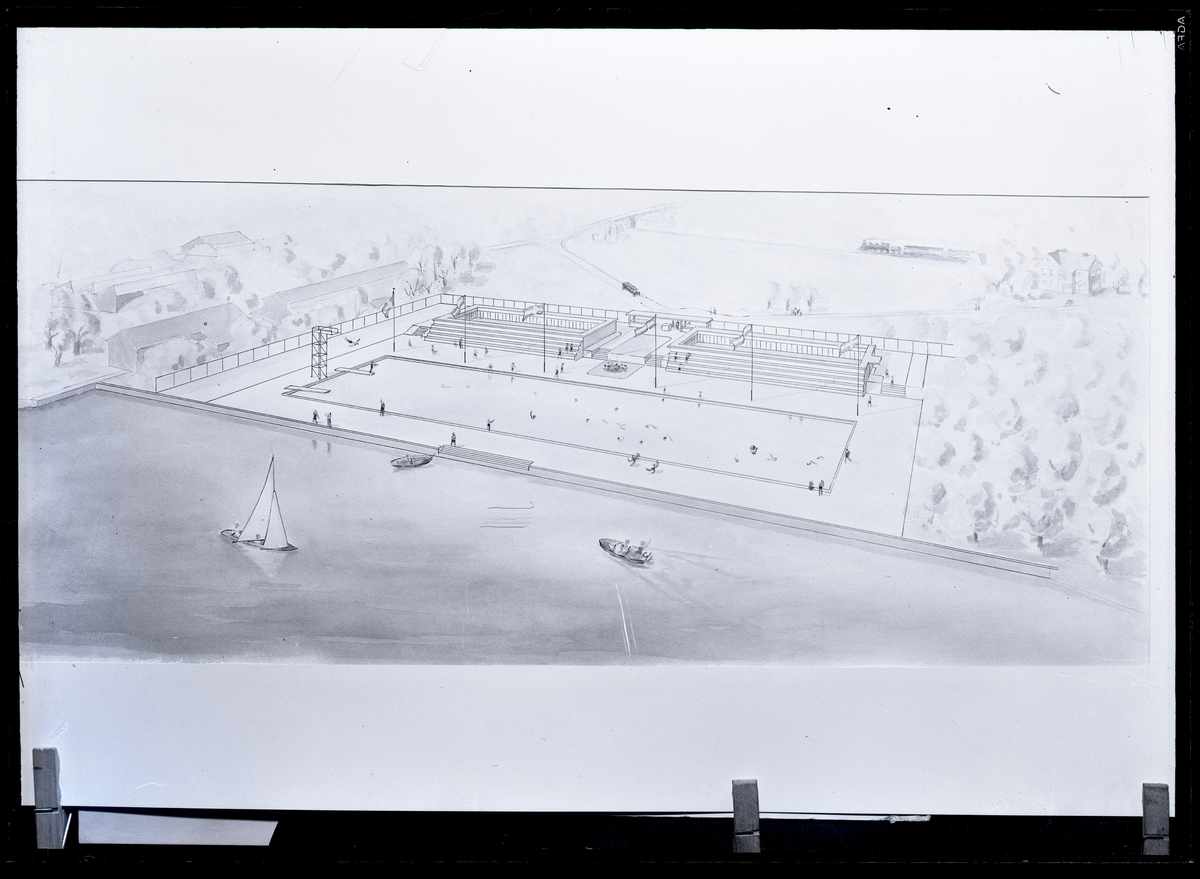 Skiss till simstadion, Västerås.
