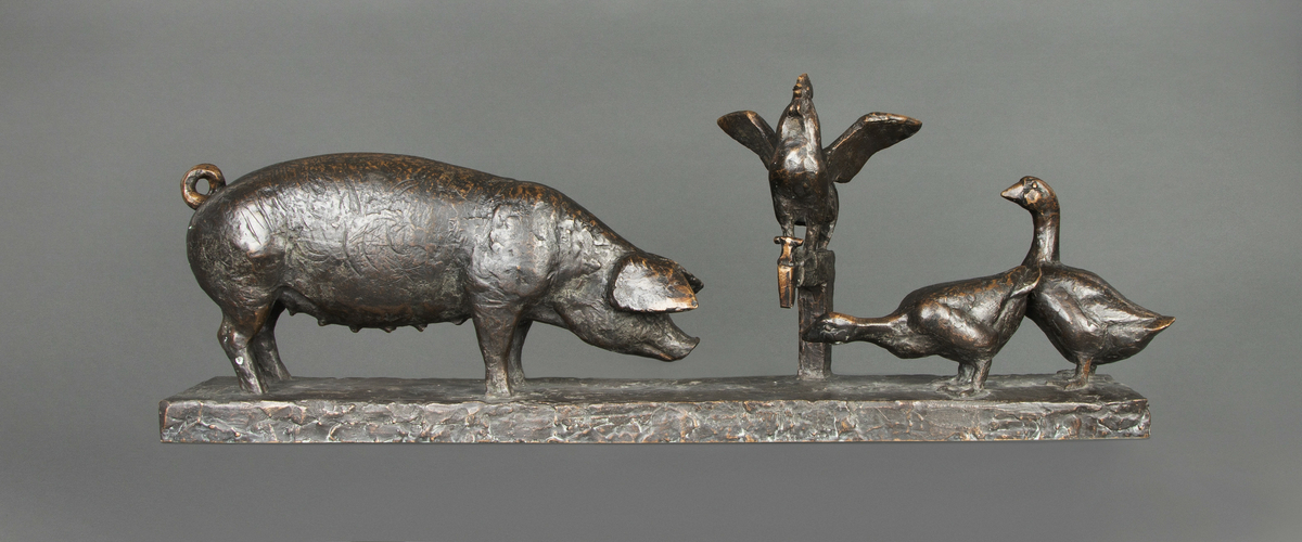 Småbruksidyll [Bronseskulptur]