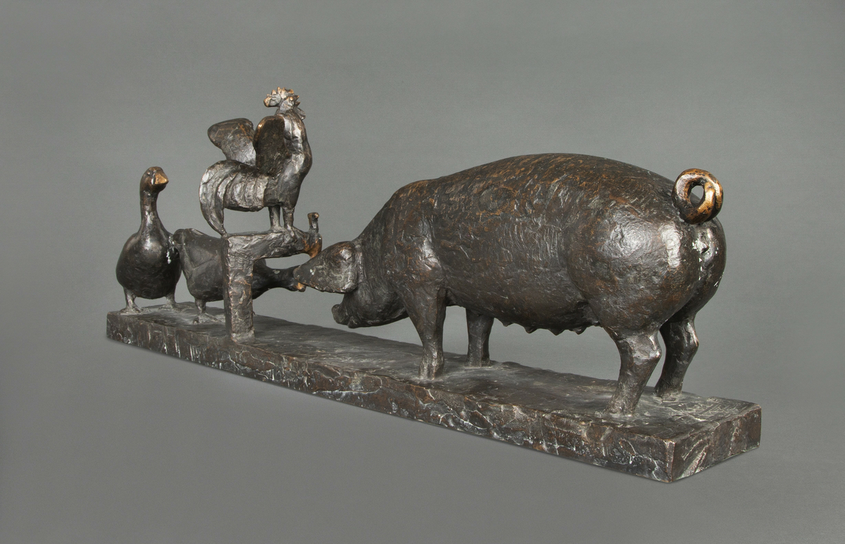 Småbruksidyll [Bronseskulptur]