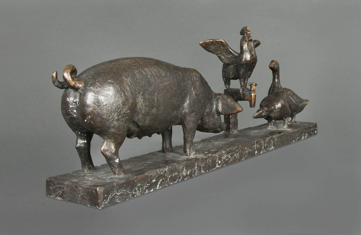 Småbruksidyll [Bronseskulptur]