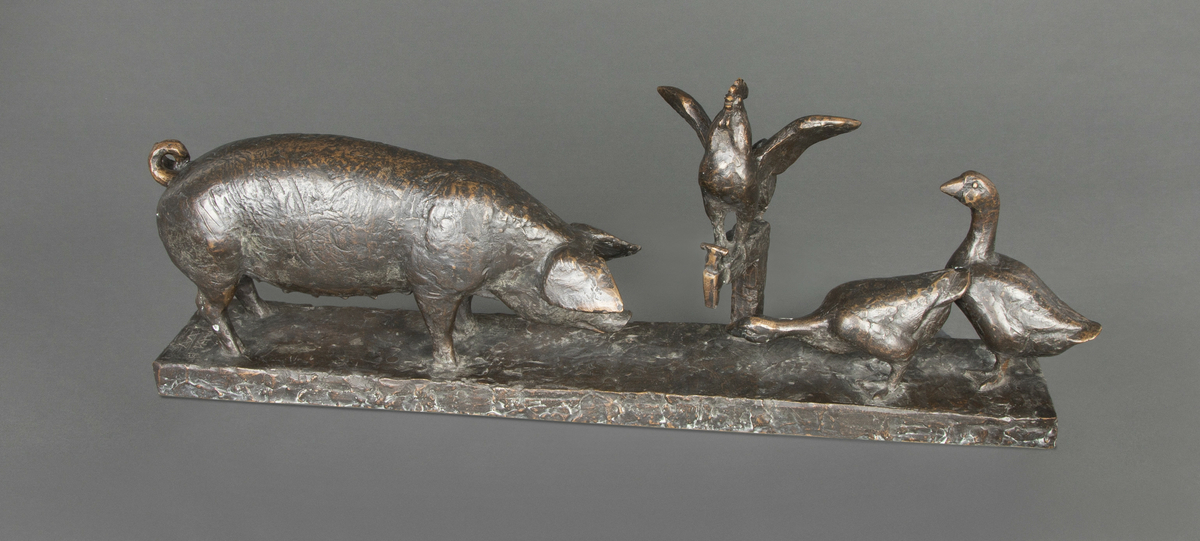 Småbruksidyll [Bronseskulptur]