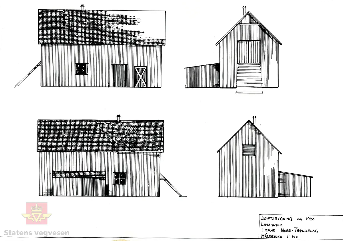 Bilde 1)  Låve/fjøs fra 1920 i Limannvik  ble flyttet til Gosen på Norsk vegmuseum. Åpningen av Gosenanlegget var 19. juni 1993. Her er fjøsbygningen slik den står i dag. Foto: Ole Arvid Flatmark.

Bilde 2) Gosen plantegning  låven/fjøset.

Bilde 3) Bilde viser hvor bygningen stod i Limannvik  Lierne, Nord-Trøndelag, før flytting til Norsk vegmuseum. Foto: Aslak Stø. 

Bilde 4) Låven/Fjøset i Limannvik Lierne, Nord-Trøndelag, før flytting til Norsk vegmuseum. Foto: Aslak Stø.

Bilde 5) Bilde av interiør i låve/fjøs før flytting til Norsk vegmuseum. Foto: Aslak Stø.

Bilde 6) Låven/fjøset ble transportert på lastebil til Norsk vegmuseum. På bildet står Asbjørn Aspnes og Rolf Buknotten sammen med Per Stø helt til venstre, i midten Aslak Stø med blå vest og helt til høyre lastebilsjåfør Arne Rønningen. Ansvarlig for riving og transport  var Aslak Stø med bistand av Mads Almaas.

Bilde 7) Bilde viser låven på Gamle Gosen, Lierne i Nord-Trøndelag. Fra venstre med hatt: Mads Almaas, videre Jonar Aamo og Sten Olav Ringstad i orange vegvesen overaller. Per Stø står med ryggen til. 

Bilde 8) På Gamle Gosen, Lierne i Nord-Trøndelag: Fra venstre: Jonar Åamo, Sten Olav Ringstad og museumsdirektør Geir Paulsrud. 

Ref. til "Meddelelser fra Vegdirektøren", Nr. 9-1933. Veivokterboliger i Nord-Trøndelag.