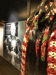 Picture from the exhibition at the Anno Glomdal Museum: Marie Lovinie and woman's clothing.