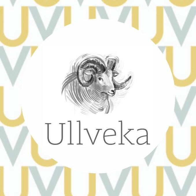 Logo ullveka, tegnet sau med krumme horn