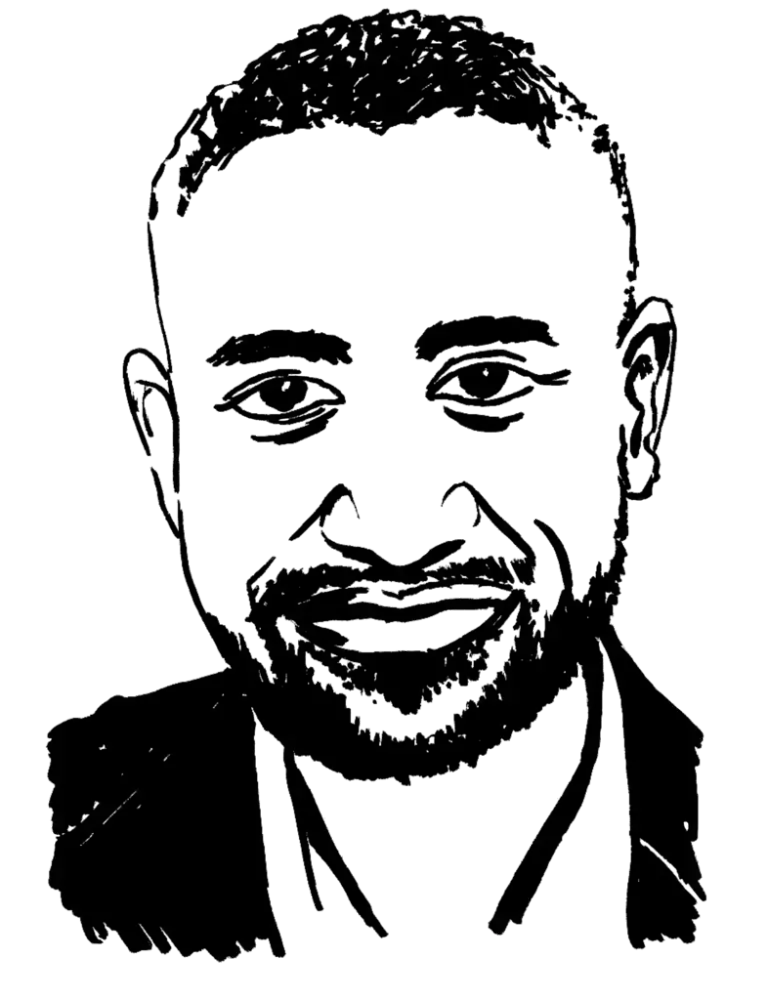 Drawing illustrating a man.