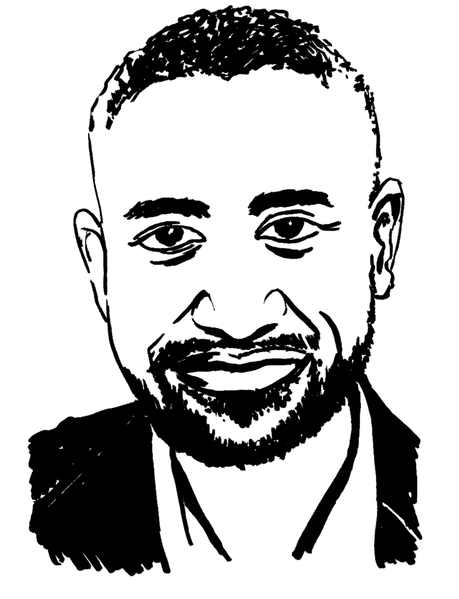 Drawing illustrating a man.