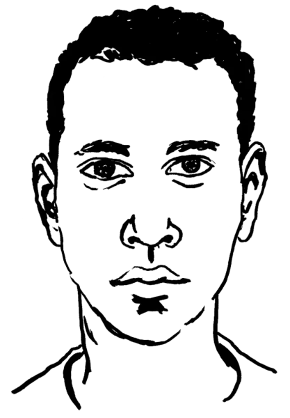 Drawing illustrating a man.