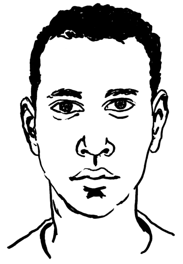 Drawing illustrating a man.