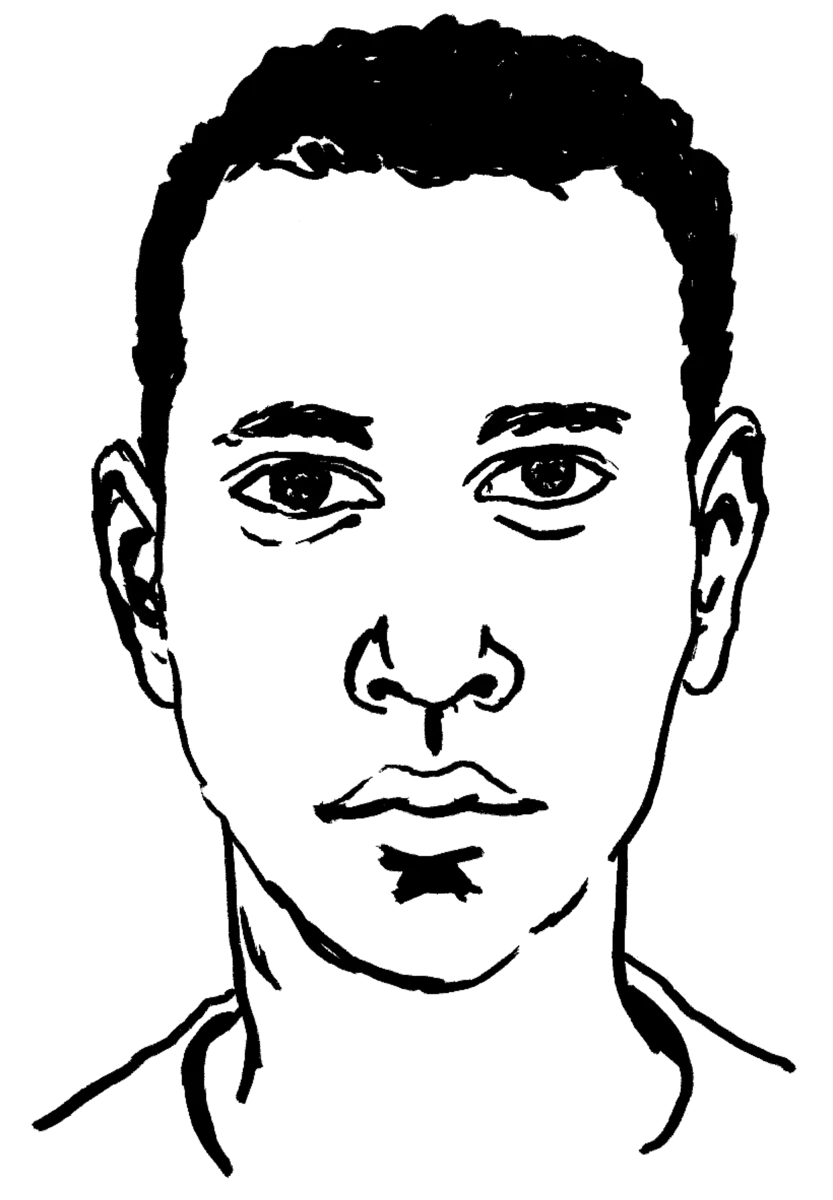 Drawing illustrating a man.