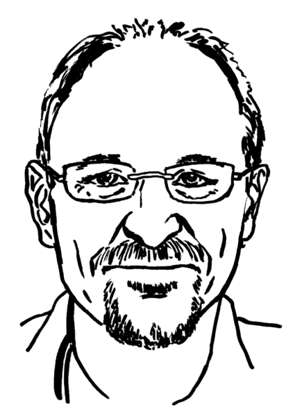 Drawing illustrating a man.