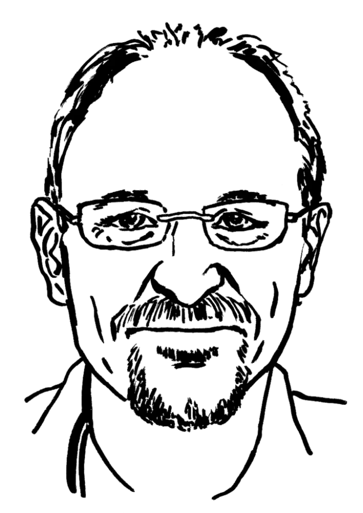 Drawing illustrating a man.