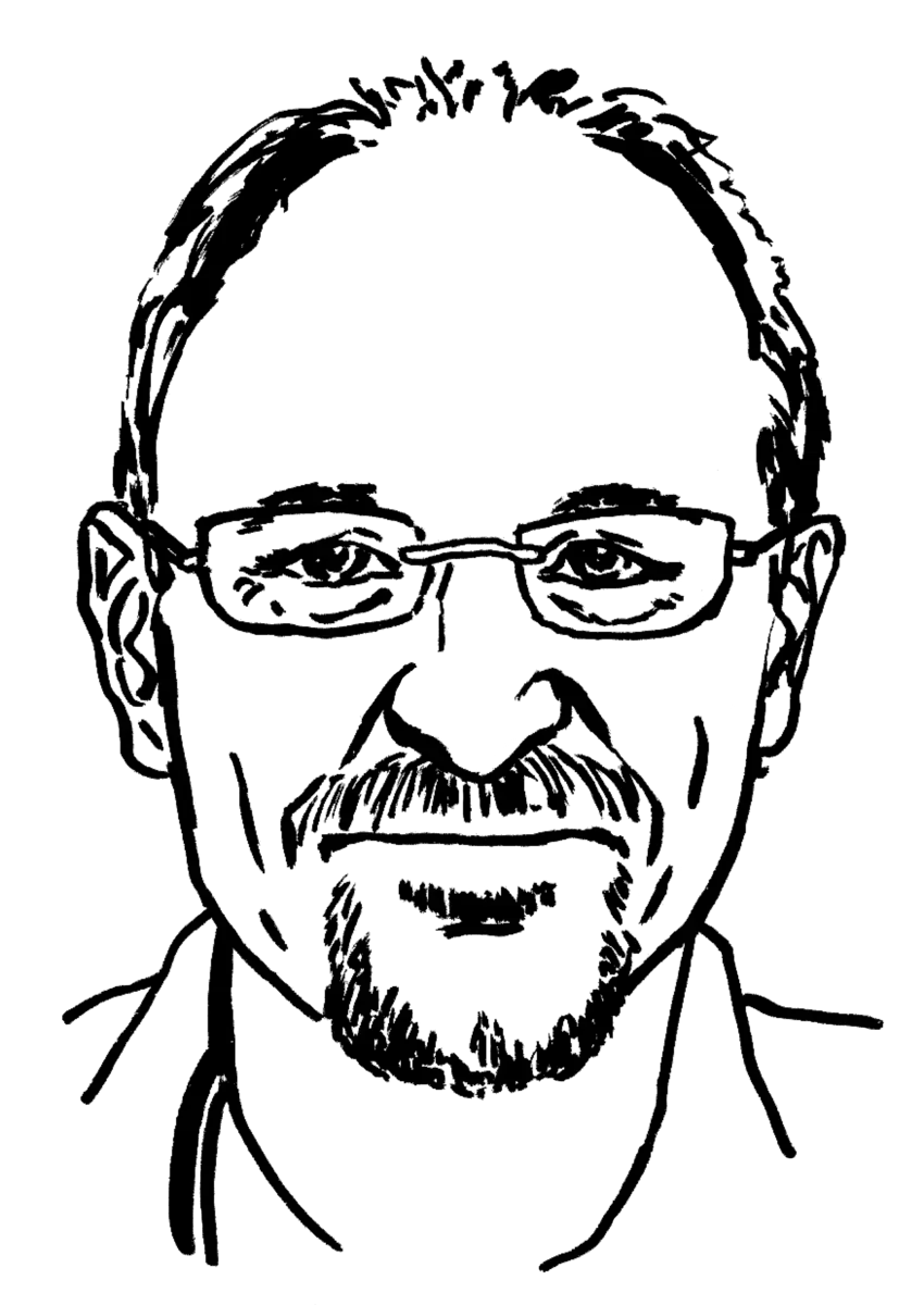 Drawing illustrating a man.