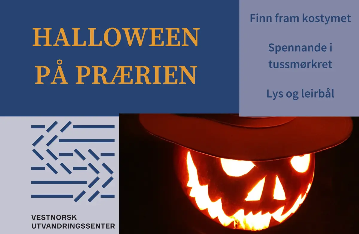 Utskåret lysende gresskar med cowboyhatt, plakat Hallowenn