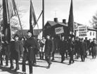 1:a maj demonstration i Kramfors på väg upp till Kramfors Folkets Park 1970.