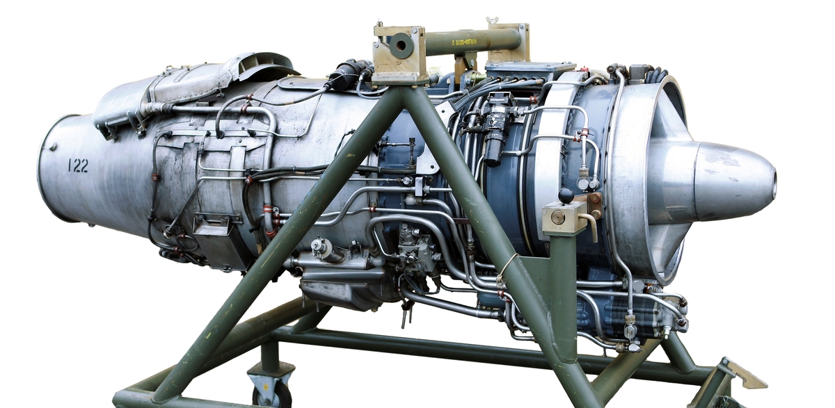 Motor RM 9B. Monterad på ställning