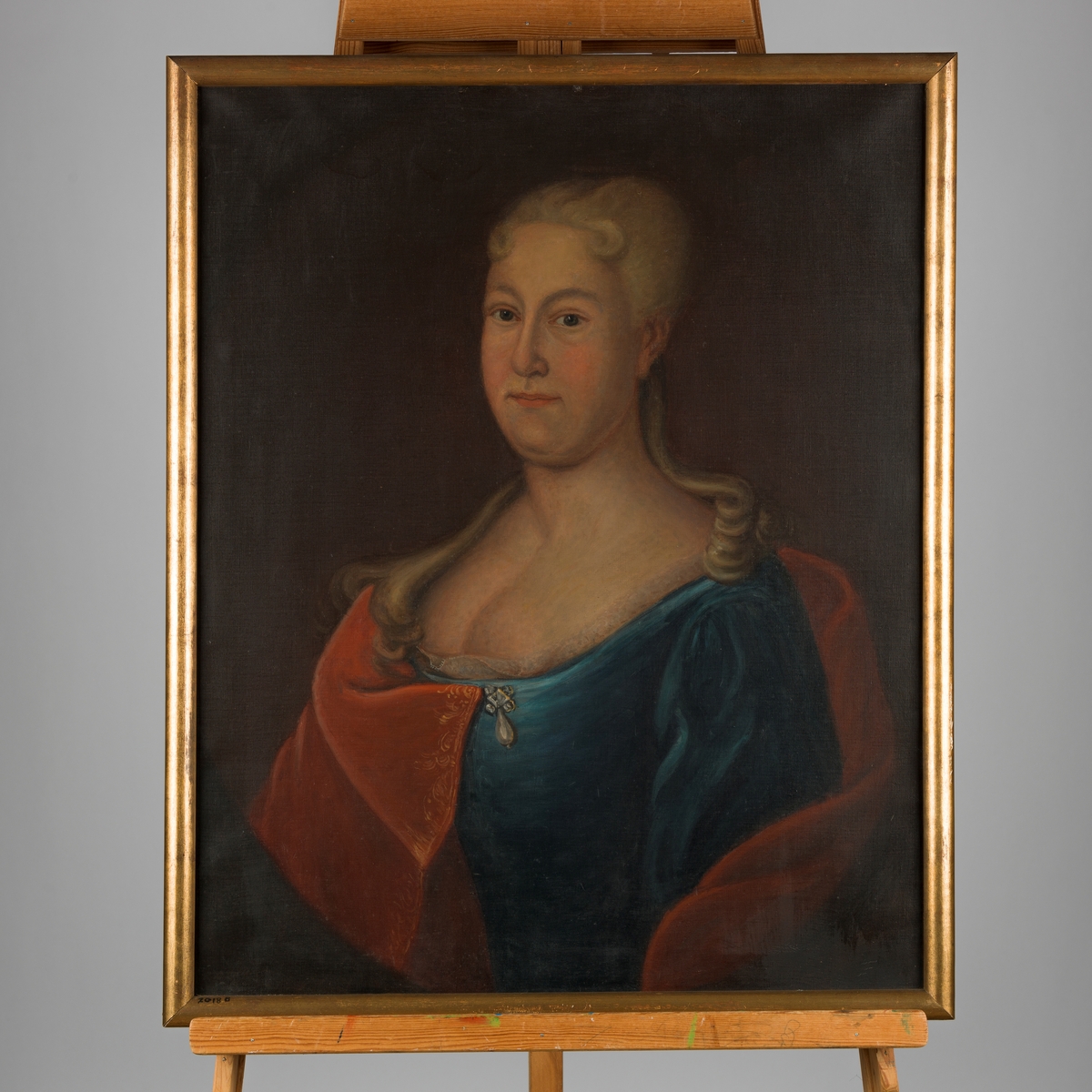 2 stk. oljemalerier med portrett av (A) Werner Nilelsen (1625-1695) og  (B) Helvig Christensdatter (1653-1692).
