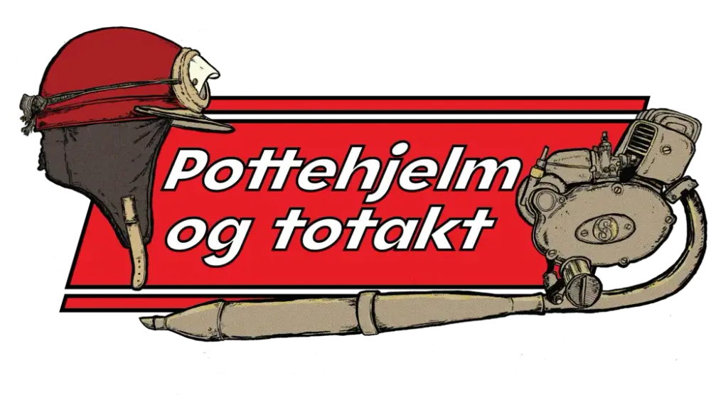 Grafisk navnetrekk til utstillingen Pottehjelm og totakt