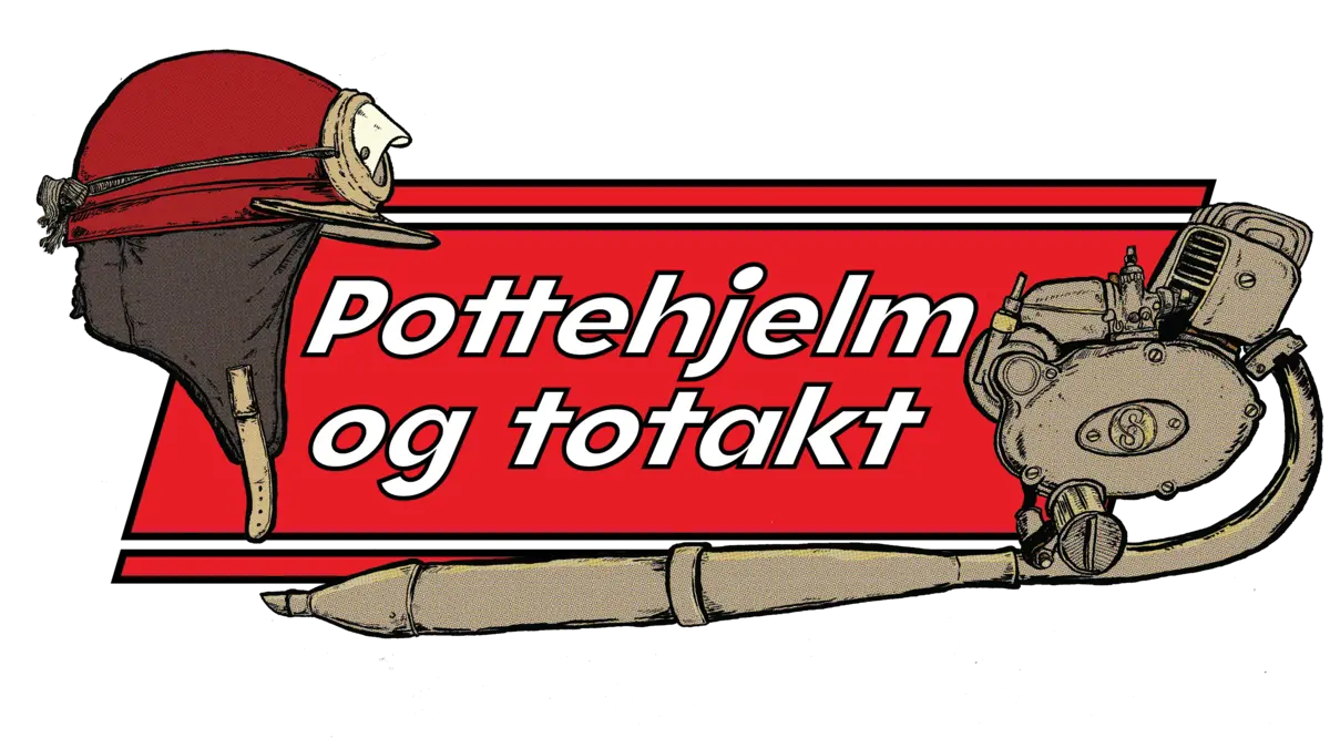 Grafisk navnetrekk til utstillingen Pottehjelm og totakt