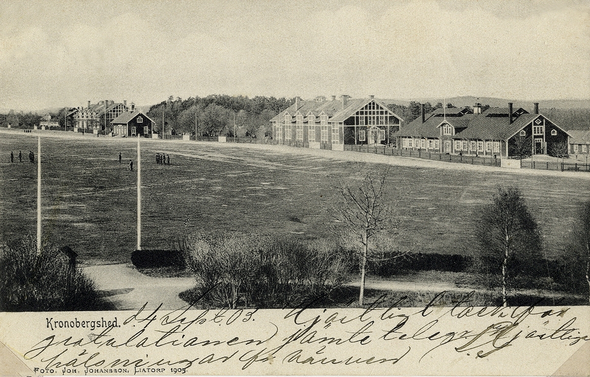 Kronobergshed, Lekaryd, 1905. Utsikt från officerspaviljongen.