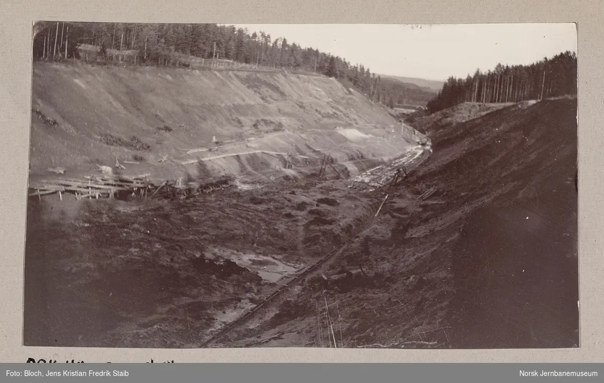 Hønefosskjæringens østre ende, etter utrasing i oktober 1909